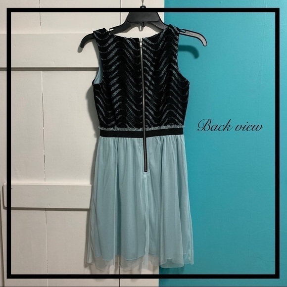 SPEECHLESS Black/Light Turquoise Lace & Tule Dress - Picture 2 of 6